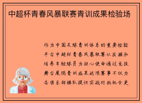 中超杯青春风暴联赛青训成果检验场